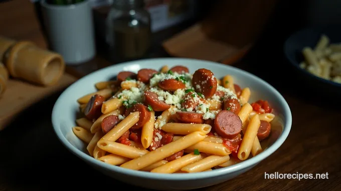 Kielbasa Pasta with Creamy Garlic Sauce