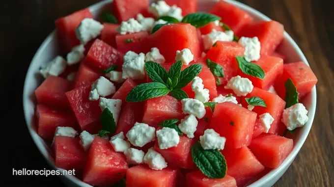 Refreshingly Sweet & Savory Watermelon Feta Mint Salad
