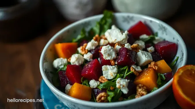 Roasted Golden Beet and Goat Cheese Salad with Honey-Lemon Dressing
