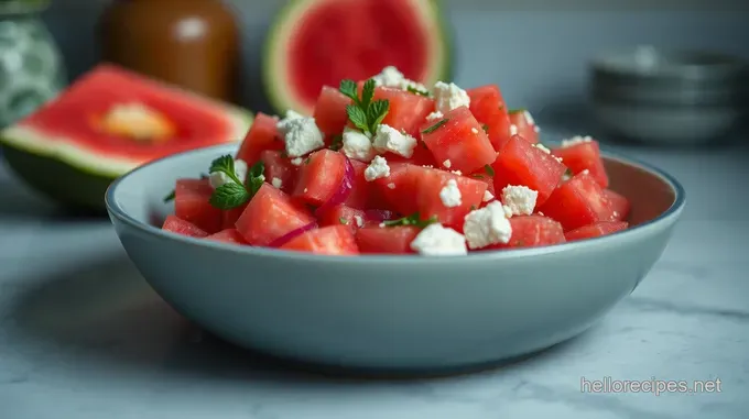 Watermelon and Feta Cheese Salad with Mint