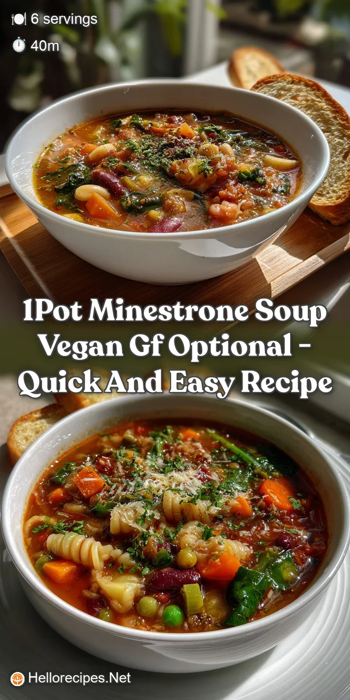 1Pot Minestrone Soup Vegan GF Optional - Quick and Easy Recipe