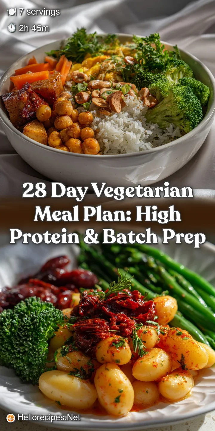 28 Day Vegetarian Meal Plan: High Protein & Batch Prep