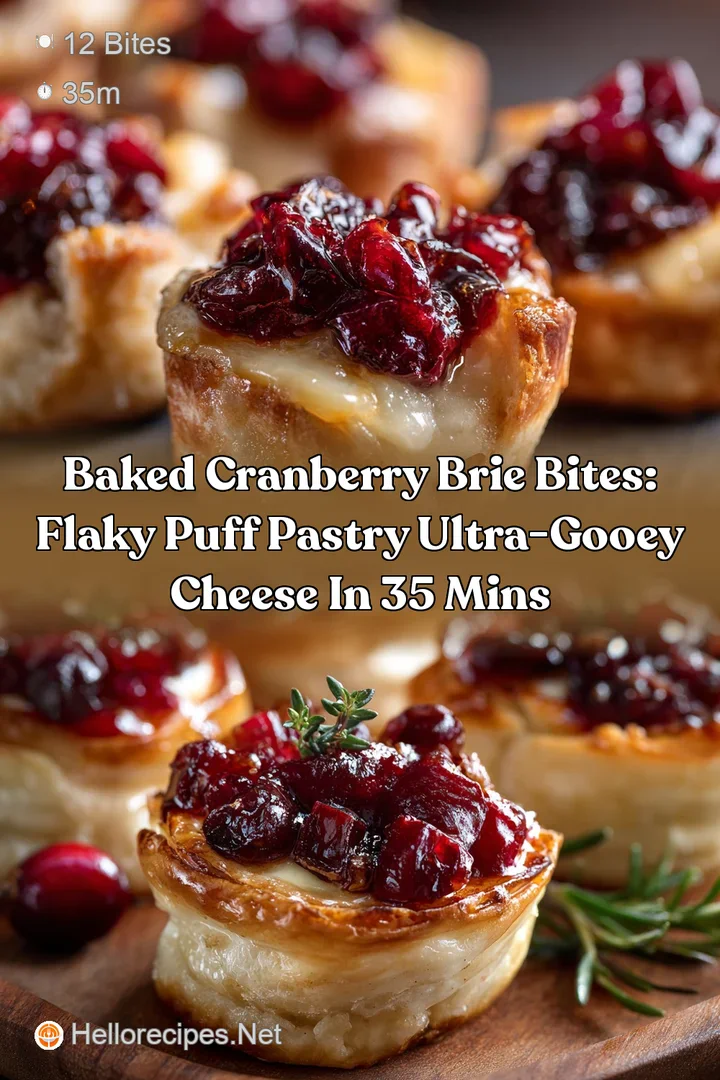 Baked Cranberry Brie Bites: Flaky Puff Pastry Ultra-Gooey Cheese in 35 Mins