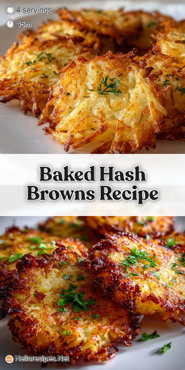 Close-up of perfectly crispy baked hash browns with visible herb flecks. Irresistible golden-brown texture. An appetizing ...