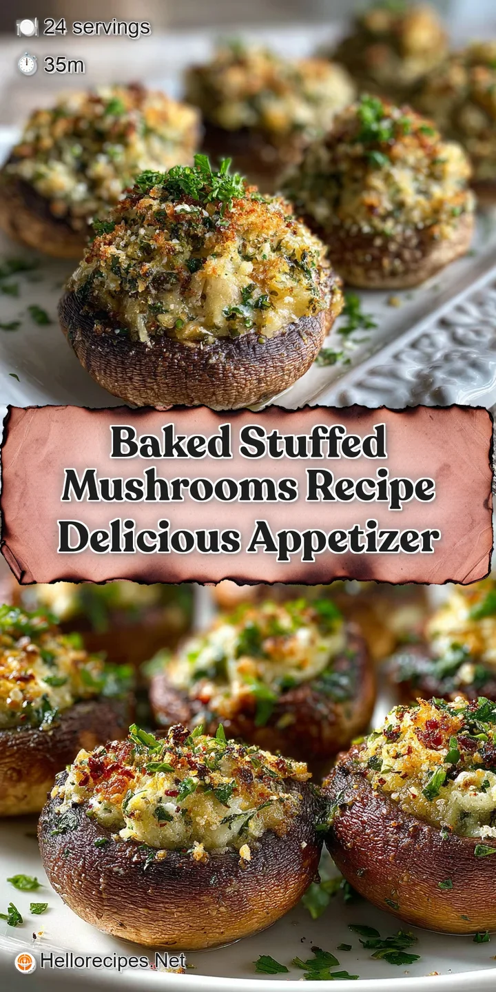 Close-up of a plump stuffed mushroom, the crispy, golden-brown topping hinting at the savory, moist filling inside. A temp...