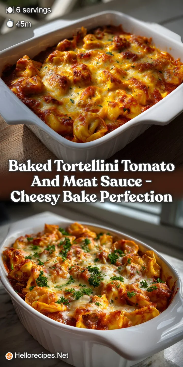 Baked Tortellini Tomato and Meat Sauce - Cheesy Bake Perfection