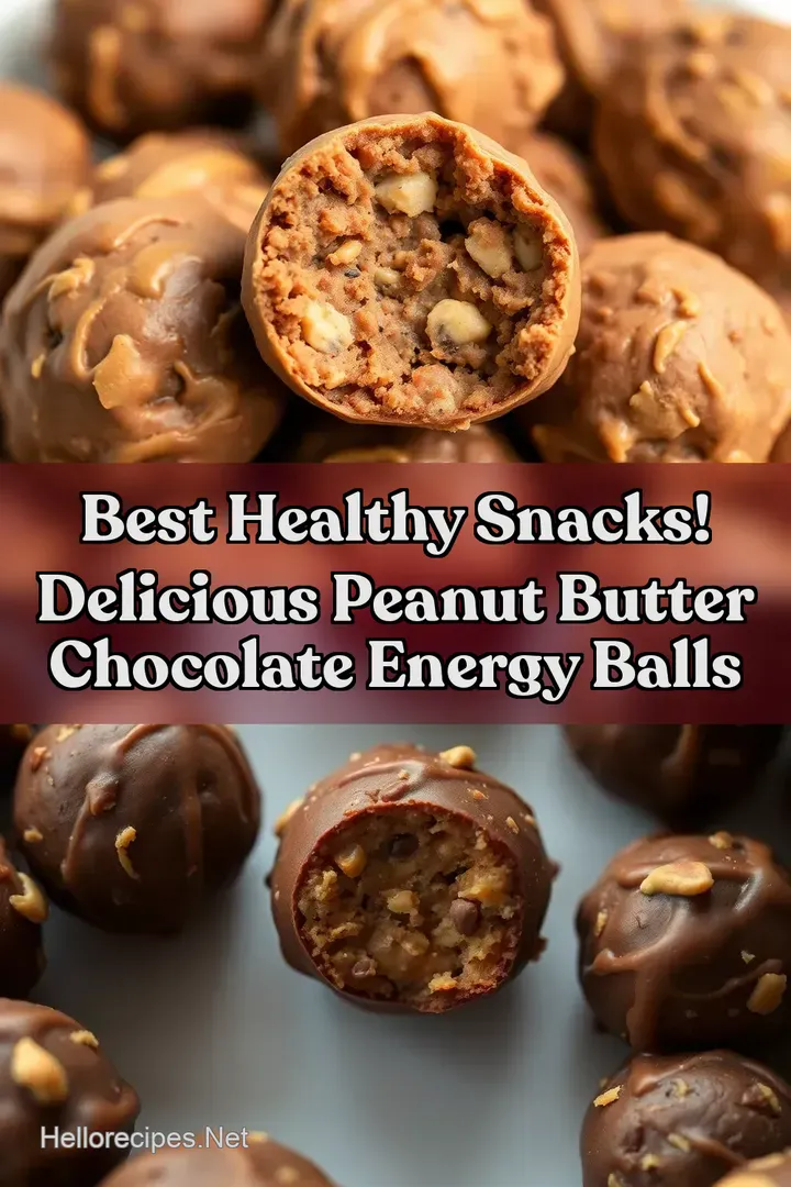 Best Healthy Snacks! Delicious Peanut Butter Chocolate Energy Balls : PIN FOR LATER Best Healthy Snacks! Delicious Peanut Butter Chocolate Energy Balls