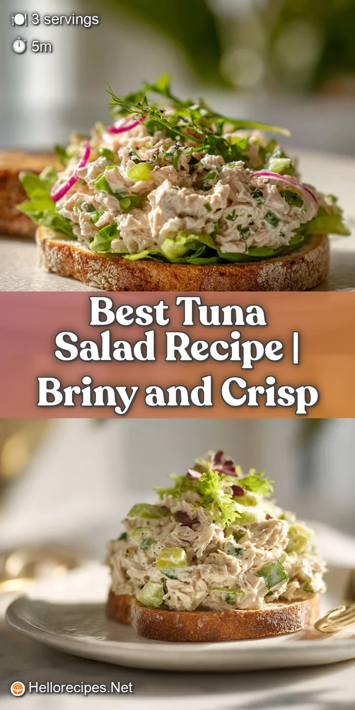 Close-up of fresh tuna salad highlighting the creamy texture, visible flakes of tuna, and crunchy celery bits.