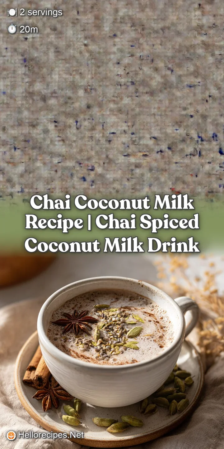 Close-up reveals foamy chai coconut milk's spiced aroma. Hints of warmth and a velvety smooth texture.