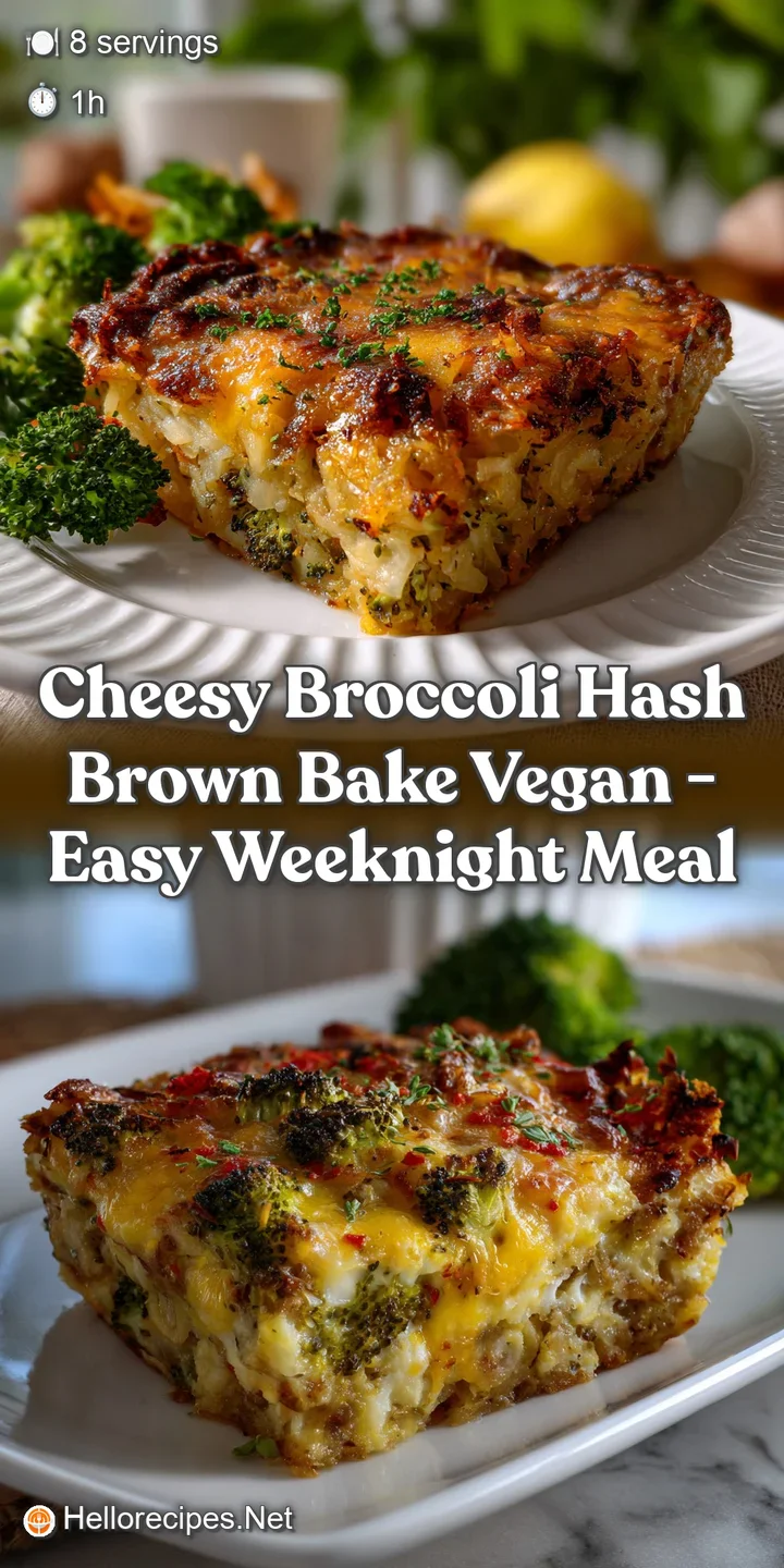 Cheesy Broccoli Hash Brown Bake Vegan - Easy Weeknight Meal