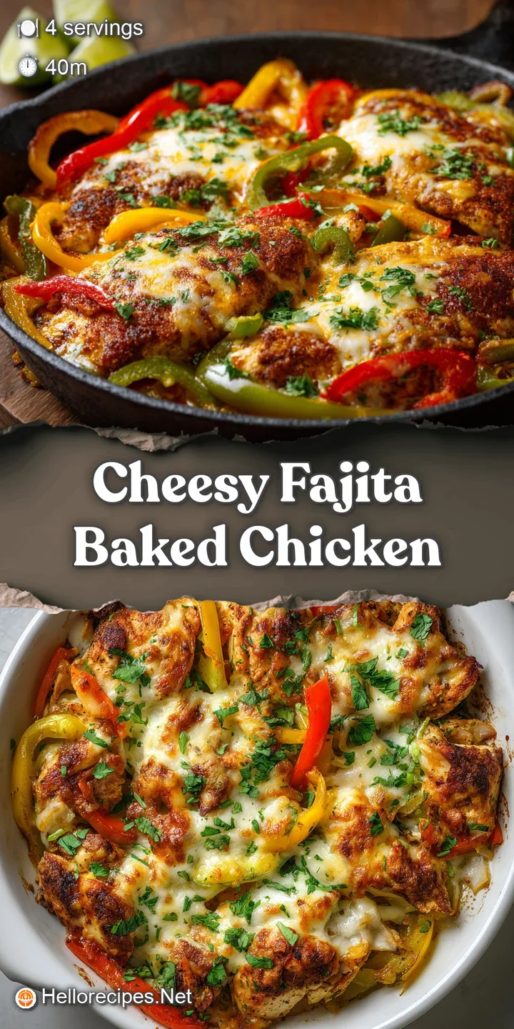 Close-up of melted, bubbling cheese over tender chicken and colorful fajita veggies. Hints of smoky char add depth.