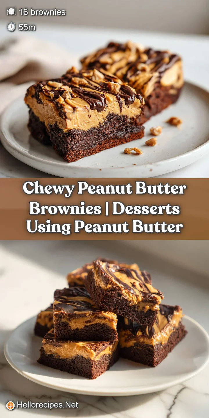 Close-up of a rich, dark brownie with a gooey peanut butter swirl, showing its dense texture.