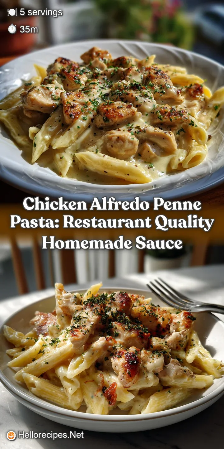 Chicken Alfredo Penne Pasta: Restaurant Quality Homemade Sauce