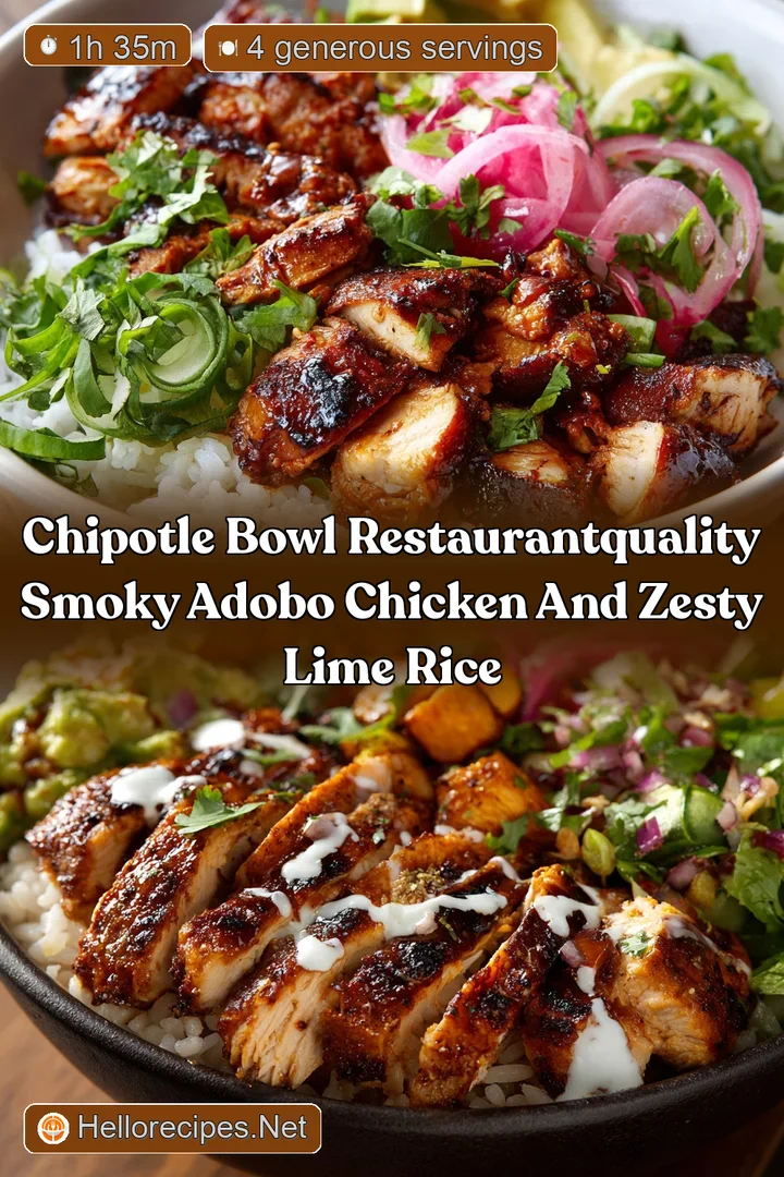 Chipotle Bowl RestaurantQuality Smoky Adobo Chicken and Zesty Lime Rice