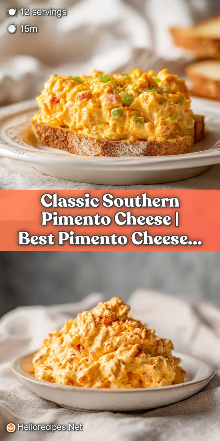 A spoonful of smooth, cheesy pimento spread with visible flecks of red pepper and herbs.