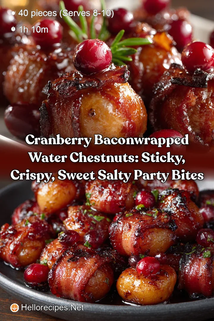 Cranberry BaconWrapped Water Chestnuts: Sticky Crispy Sweet Salty Party Bites