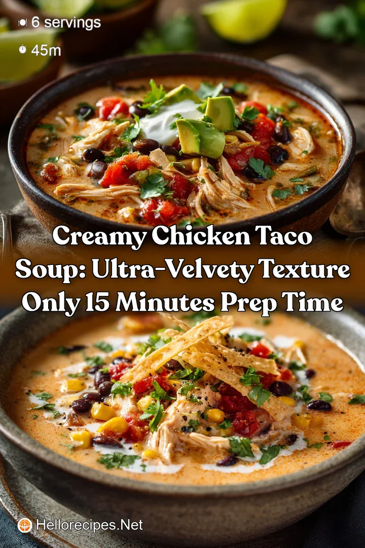 Creamy Chicken Taco Soup: Ultra-Velvety Texture Only 15 Minutes Prep Time