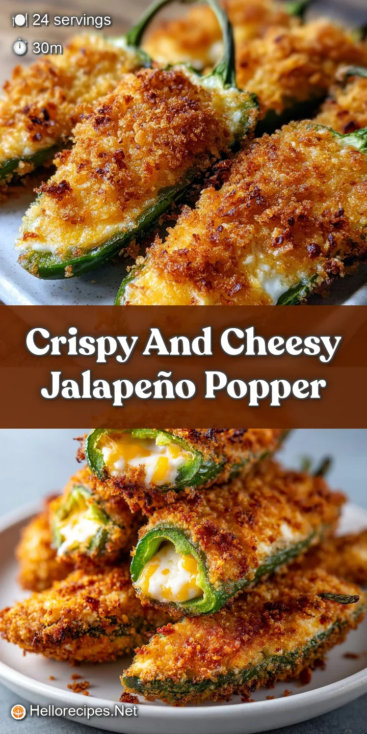 Close-up view of a crispy jalape&ntilde;o popper, featuring melted cheese, a golden-brown crust, and bits of green pepper.