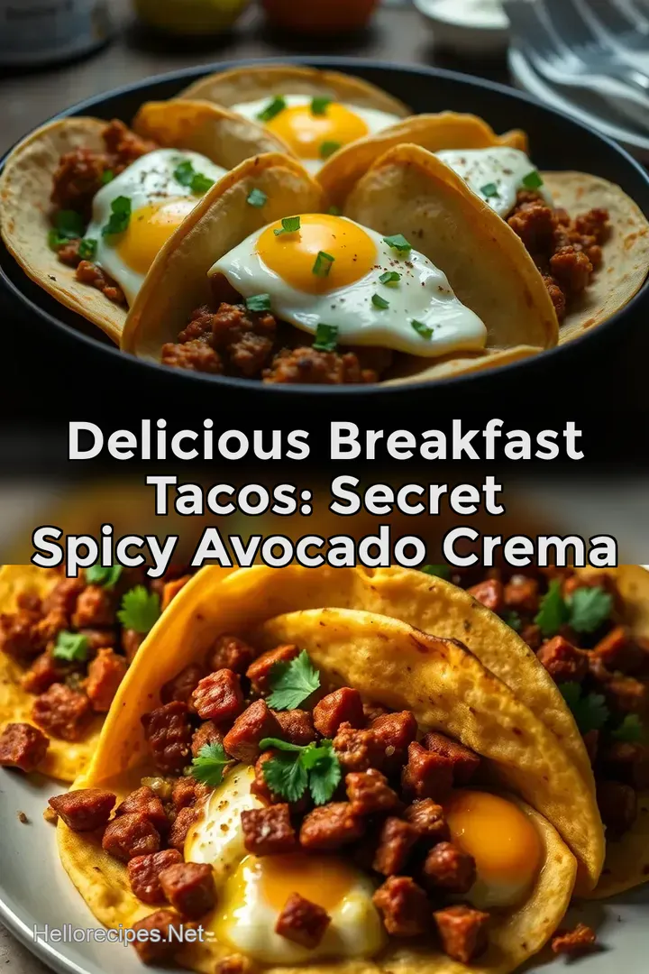 Delicious Breakfast Tacos: Secret Spicy Avocado Crema