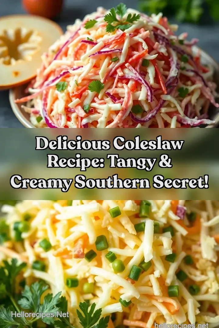 Delicious Coleslaw Recipe: Tangy & Creamy Southern Secret! : PIN FOR LATER Delicious Coleslaw Recipe: Tangy & Creamy Southern Secret!