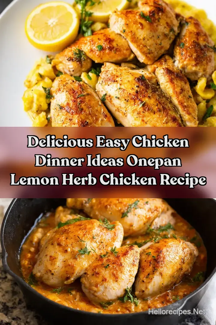 Delicious Easy Chicken Dinner Ideas OnePan Lemon Herb Chicken Recipe : PIN FOR LATER Delicious Easy Chicken Dinner Ideas OnePan Lemon Herb Chicken Recipe