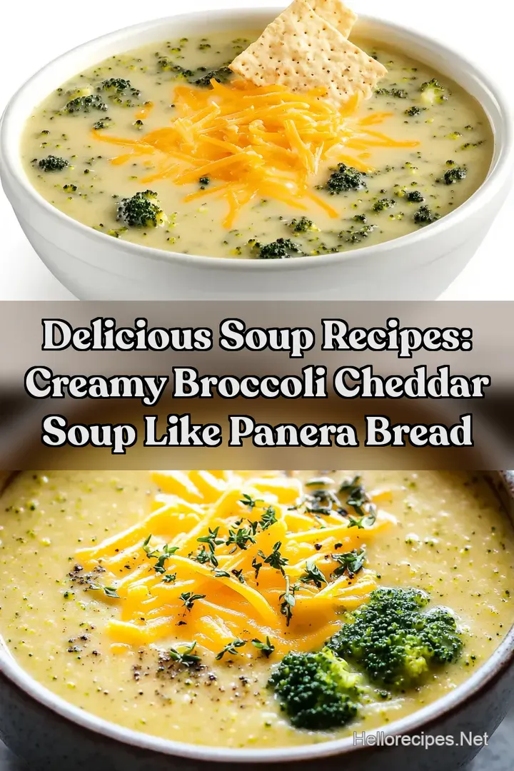 Delicious Soup Recipes: Creamy Broccoli Cheddar Soup Like Panera Bread