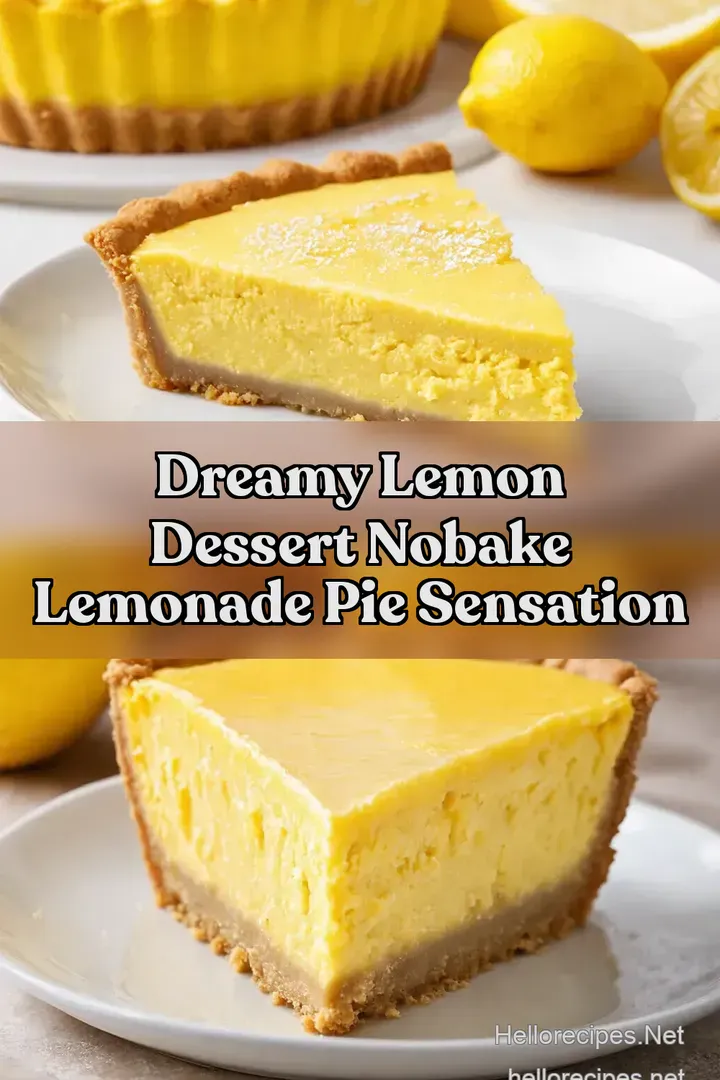 Dreamy Lemon Dessert NoBake Lemonade Pie Sensation