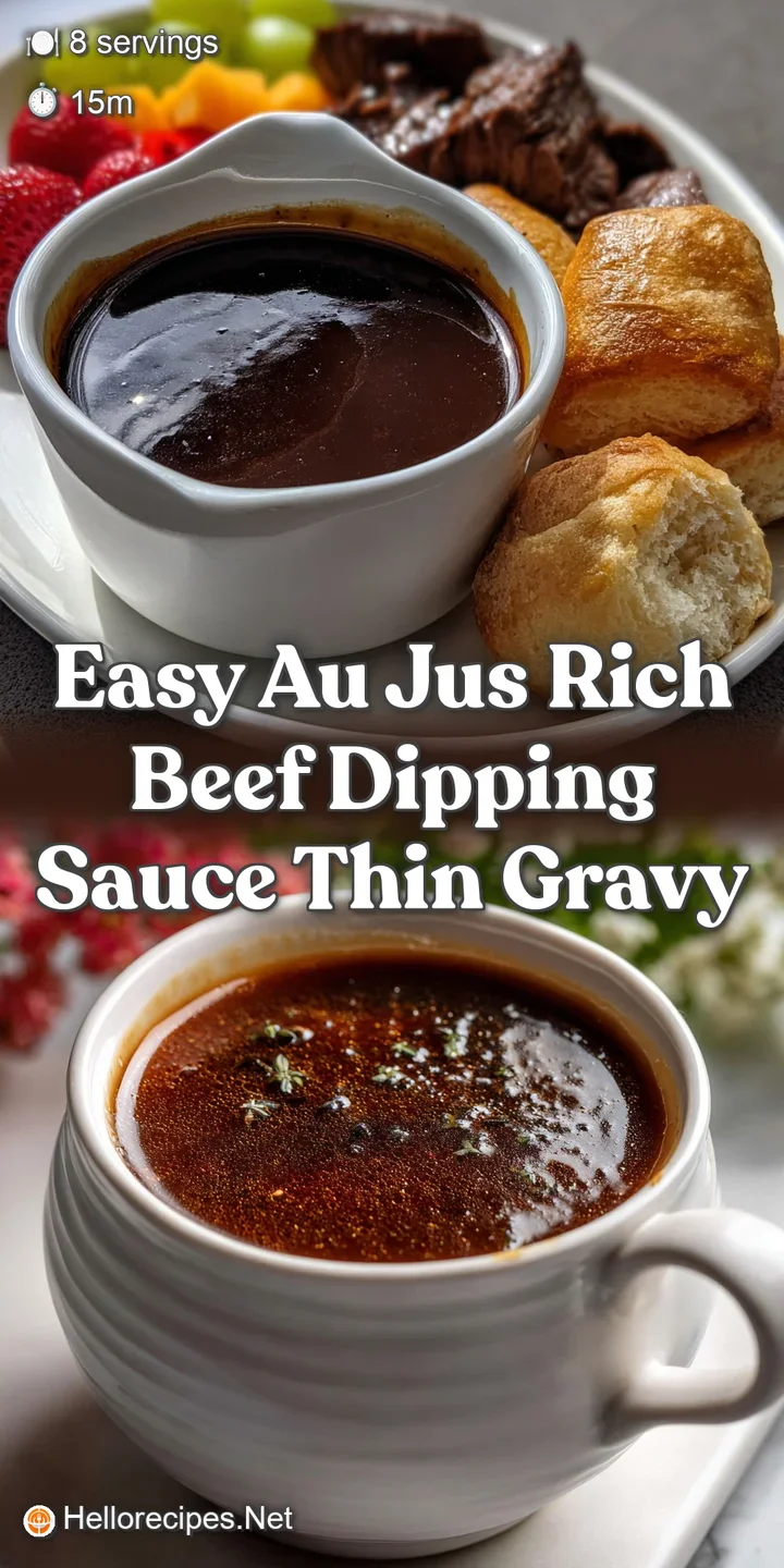 Easy Au Jus Rich Beef Dipping Sauce Thin Gravy