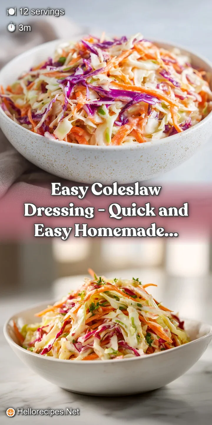 Close-up of finely shredded cabbage and carrot strands coated in a creamy, white dressing with flecks of seasoning.