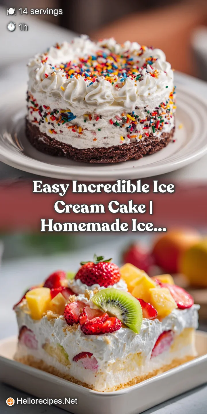 Close-up of melting vanilla and chocolate ice cream cake, with crunchy cookie crumble textures.