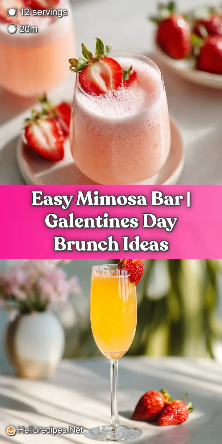 Close-up of a mimosa glass filled with orange juice, topped with bubbly champagne and a fresh strawberry garnish.