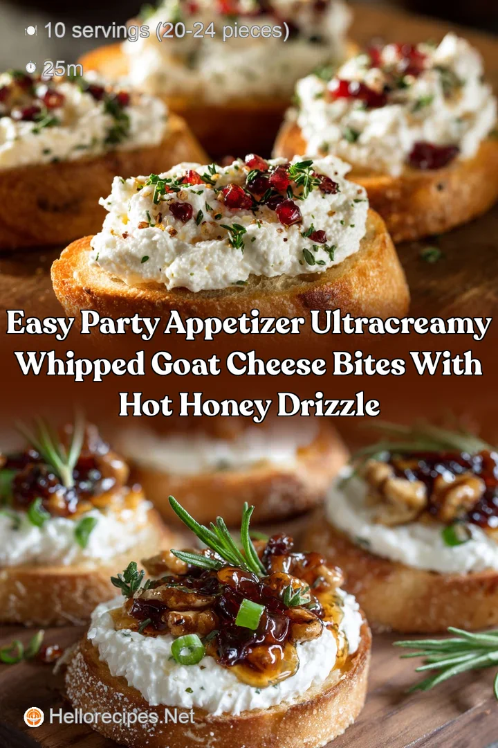 Easy Party Appetizer UltraCreamy Whipped Goat Cheese Bites with Hot Honey Drizzle