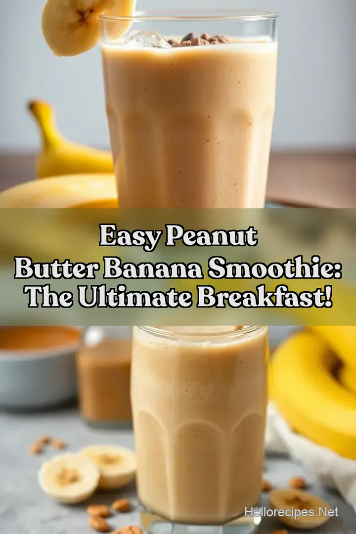 Easy Peanut Butter Banana Smoothie: The Ultimate Breakfast! : PIN FOR LATER Easy Peanut Butter Banana Smoothie: The Ultimate Breakfast!