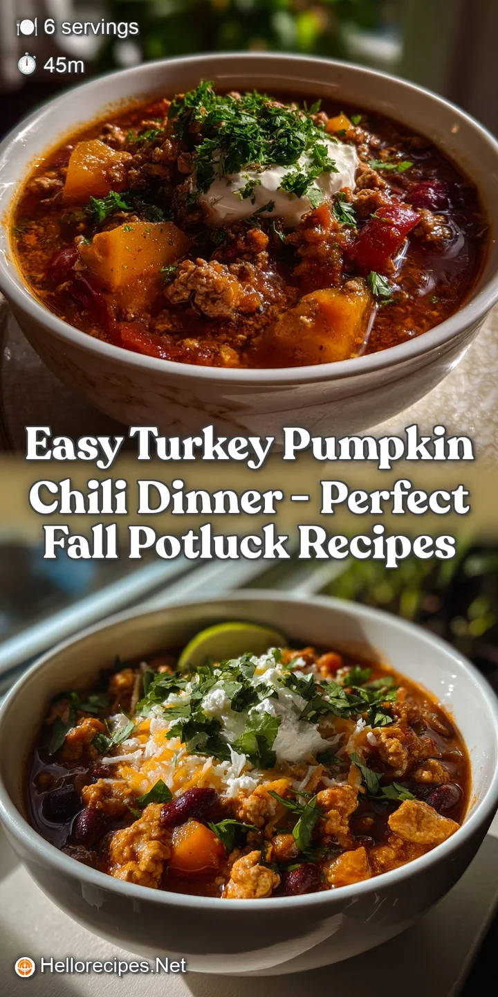 Easy Turkey Pumpkin Chili Dinner - Perfect Fall Potluck Recipes
