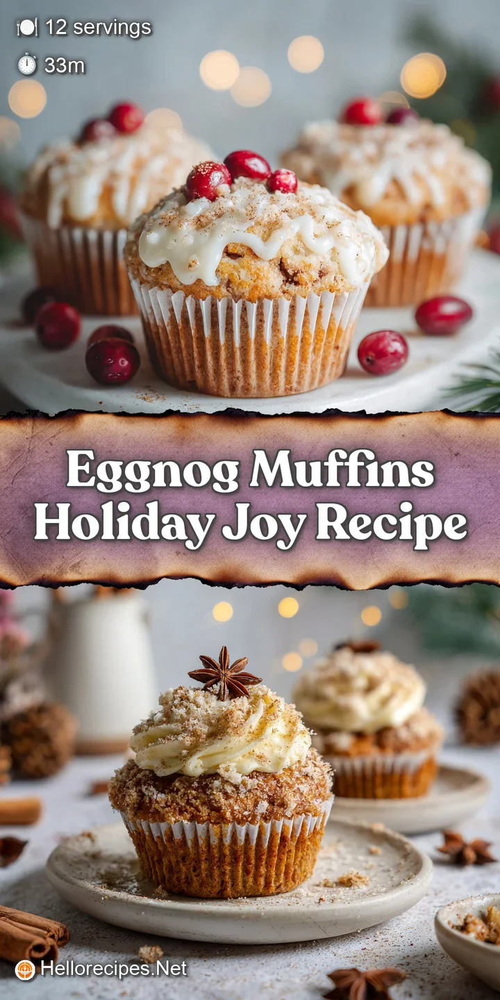 Close-up of a moist, slightly browned eggnog muffin revealing its soft crumb and a generous dusting of nutmeg.