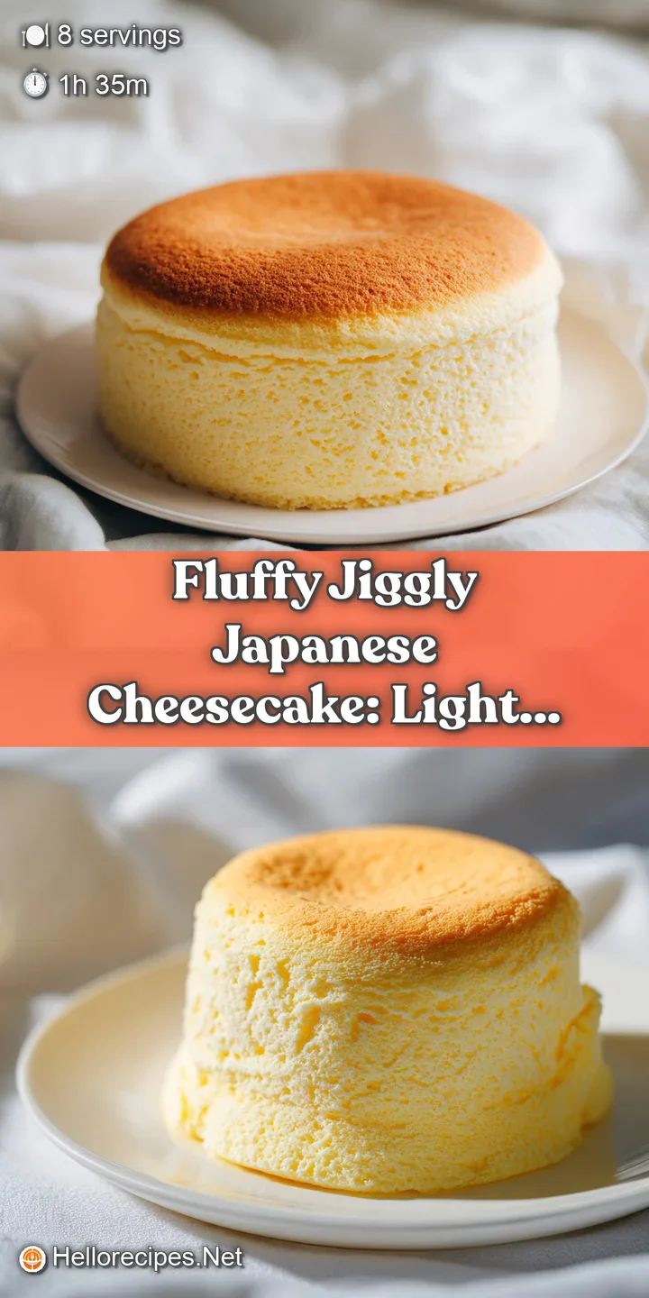 Close-up of a jiggly Japanese cheesecake reveals its delicate crumb and soft texture. Hints of steam suggest it's freshly ...