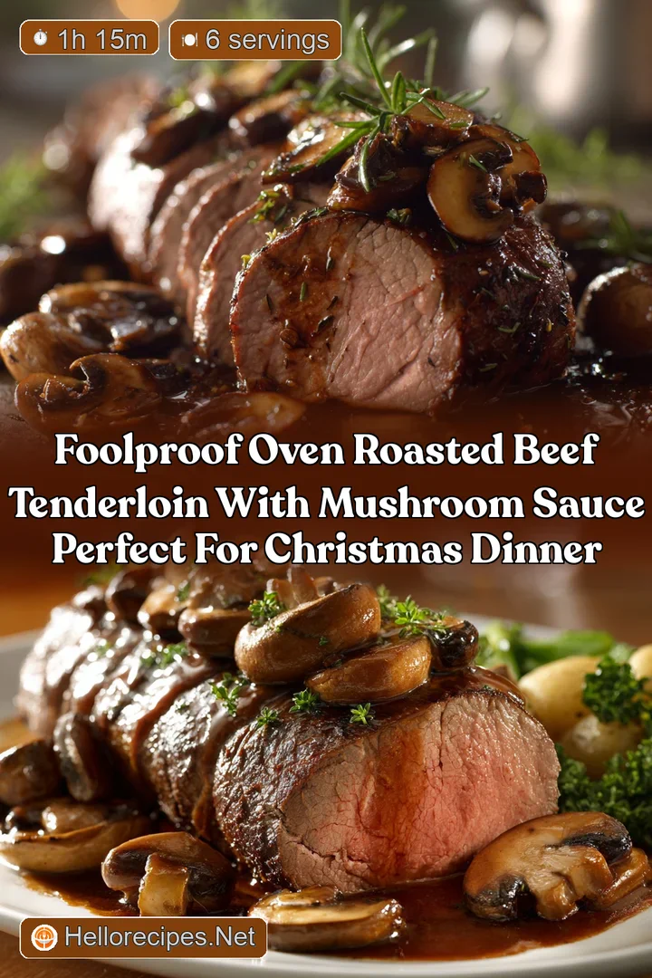 Foolproof Oven Roasted Beef Tenderloin with Mushroom Sauce Perfect for Christmas Dinner