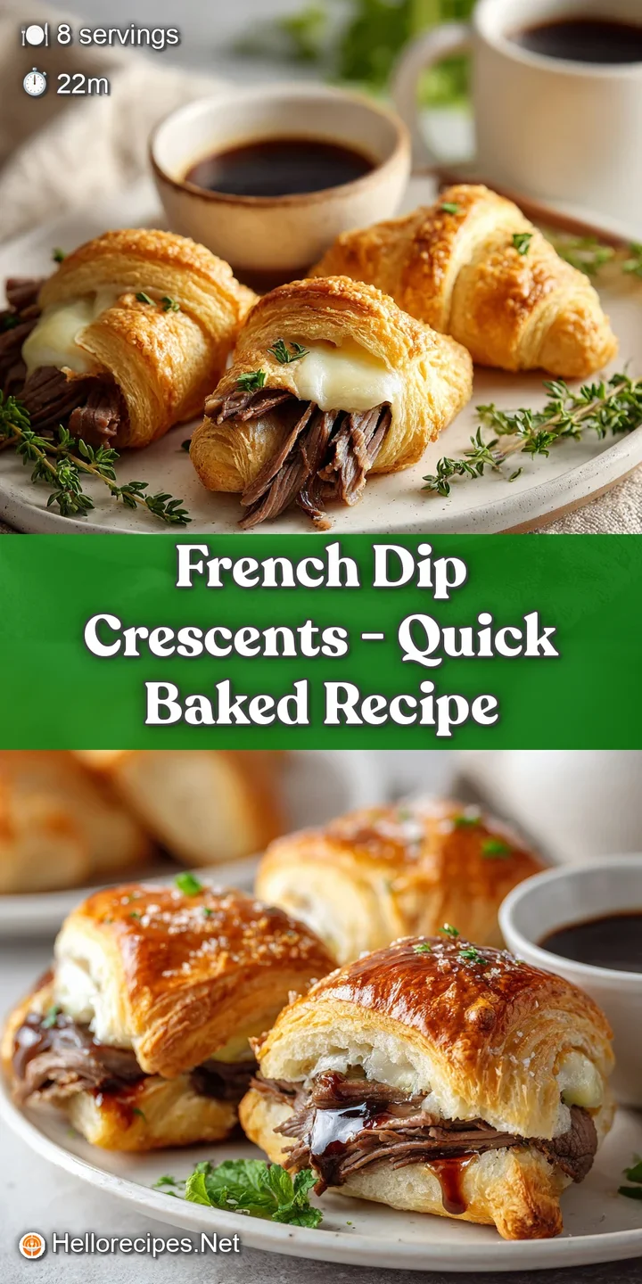 Close-up of a single, flaky crescent roll, its golden-brown surface hinting at the savory, melted filling within.