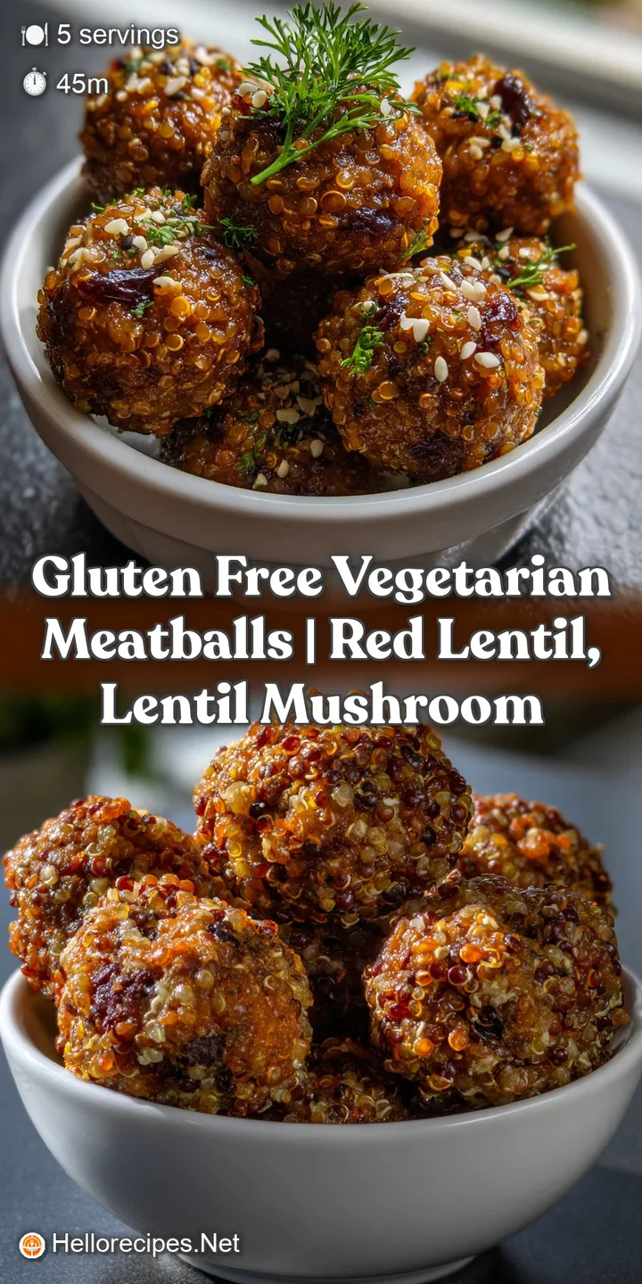 Gluten Free Vegetarian Meatballs | Red Lentil Lentil Mushroom