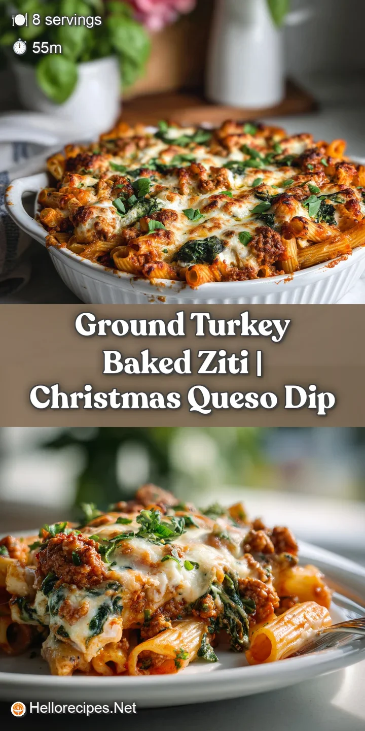 Close-up of browned cheese with visible herbs on baked ziti, showcasing golden-brown crispy pasta edges.