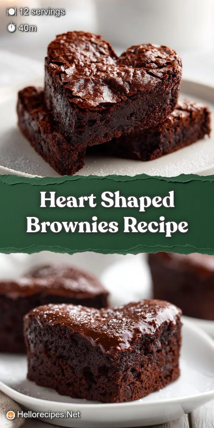Close-up of a fudgy heart brownie, warm dark color, glistening surface showing decadent moisture. Slight crack hints at so...