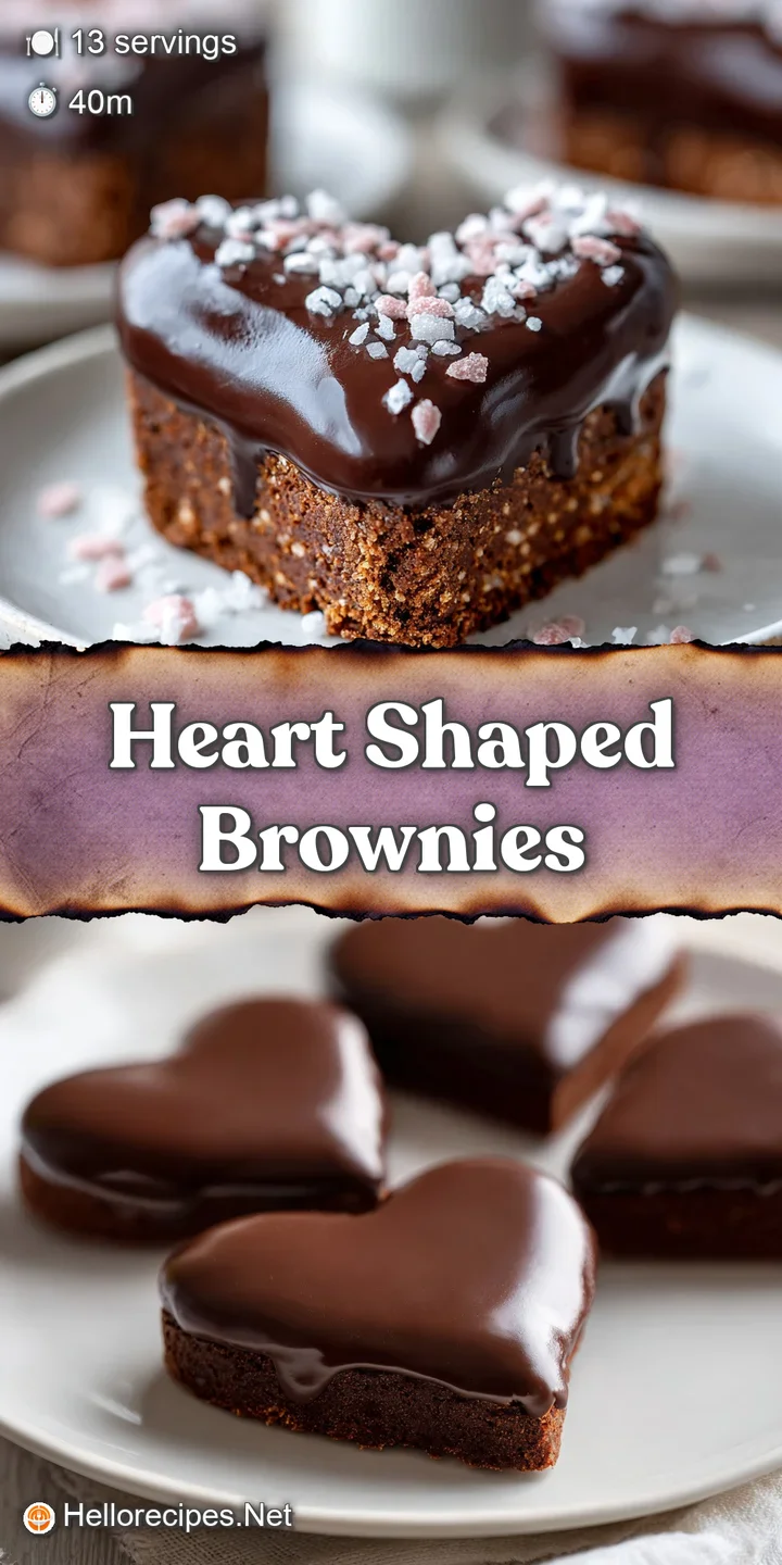 Close-up of a decadent heart brownie, revealing its moist texture and glossy chocolate glaze with colorful sprinkles.