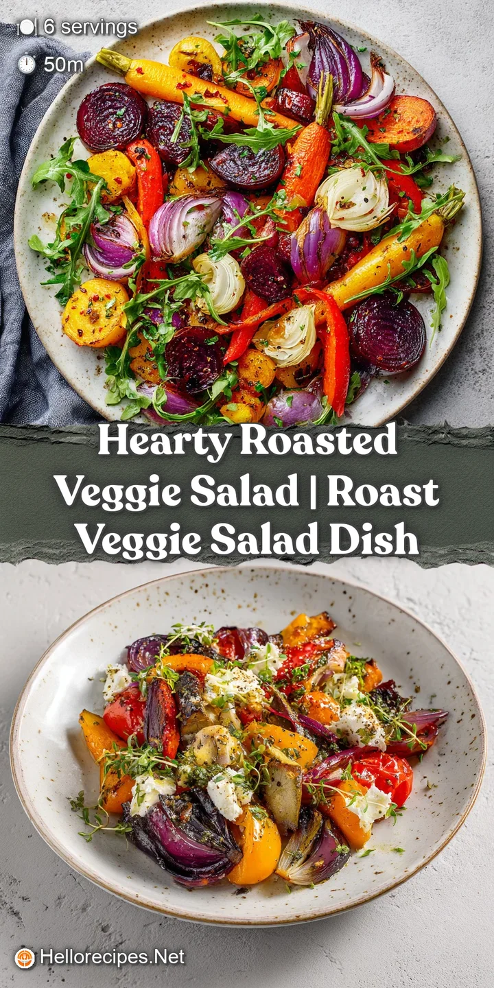 Close-up of roasted vegetables glistening with balsamic, with melted feta. Warm, soft textures contrast with creamy, tangy...