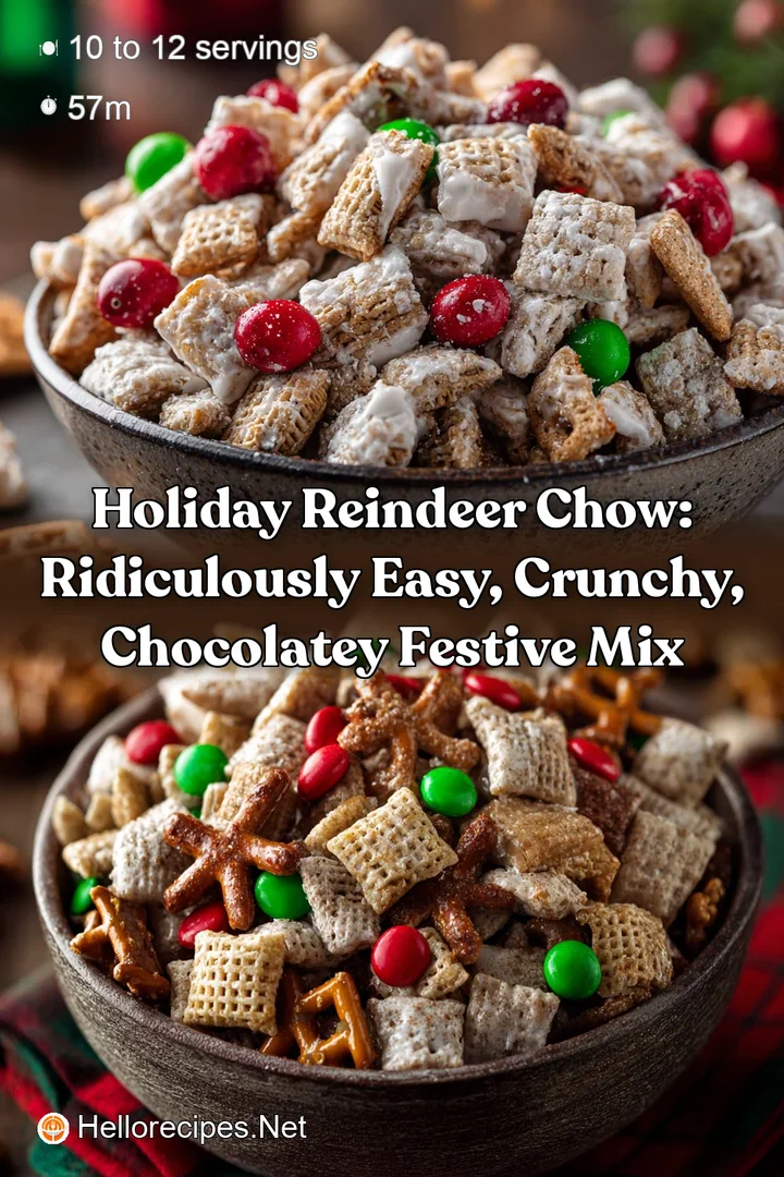 Holiday Reindeer Chow: Ridiculously easy crunchy chocolatey festive mix
