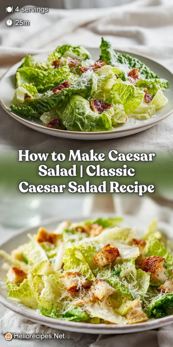 A vibrant close-up of fresh romaine leaves coated in rich Caesar dressing, with golden croutons and salty Parmesan flakes.