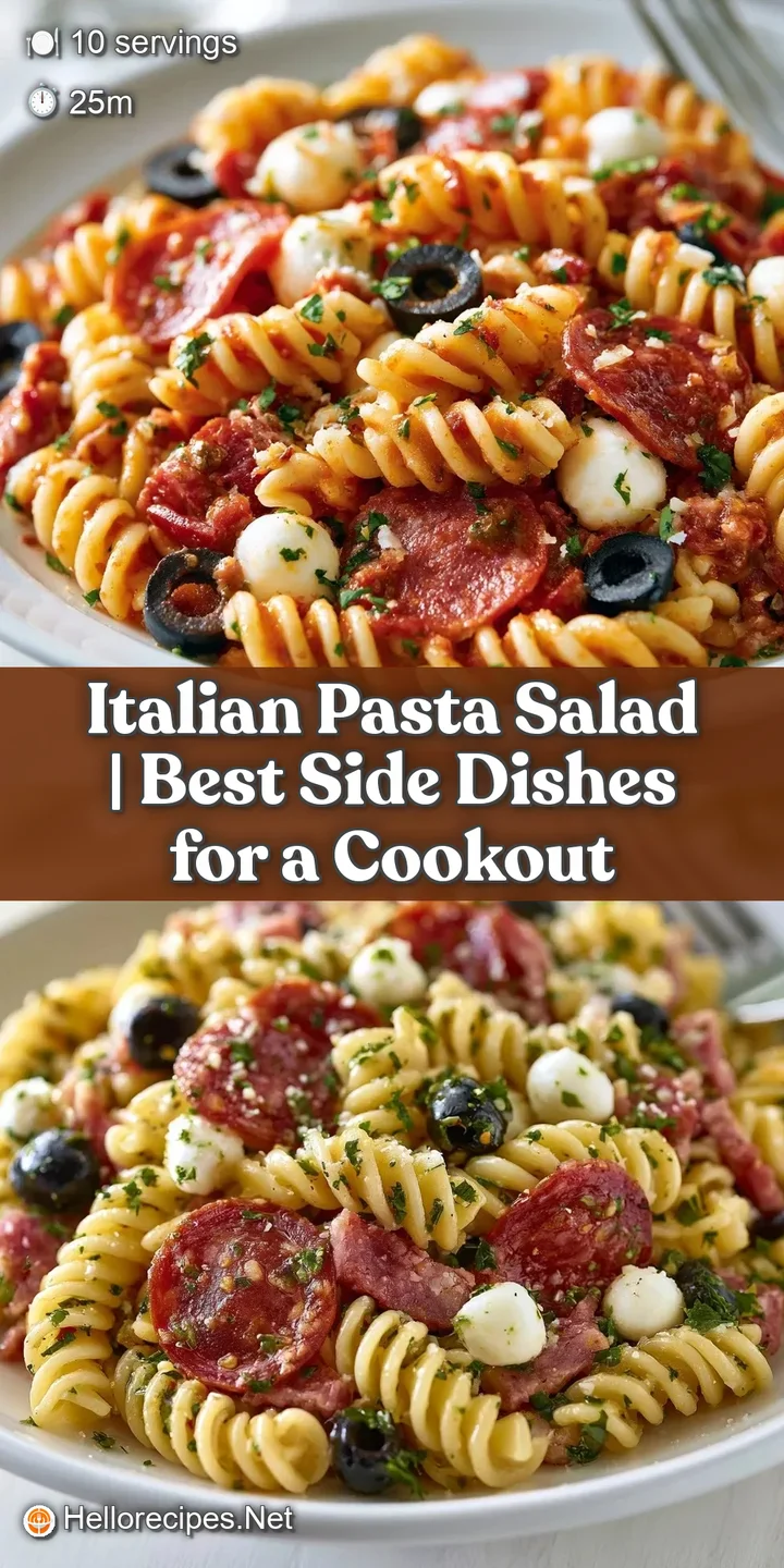 Close-up of glossy rotini pasta with creamy mozzarella pearls, sliced black olives, and a zesty herb dressing.