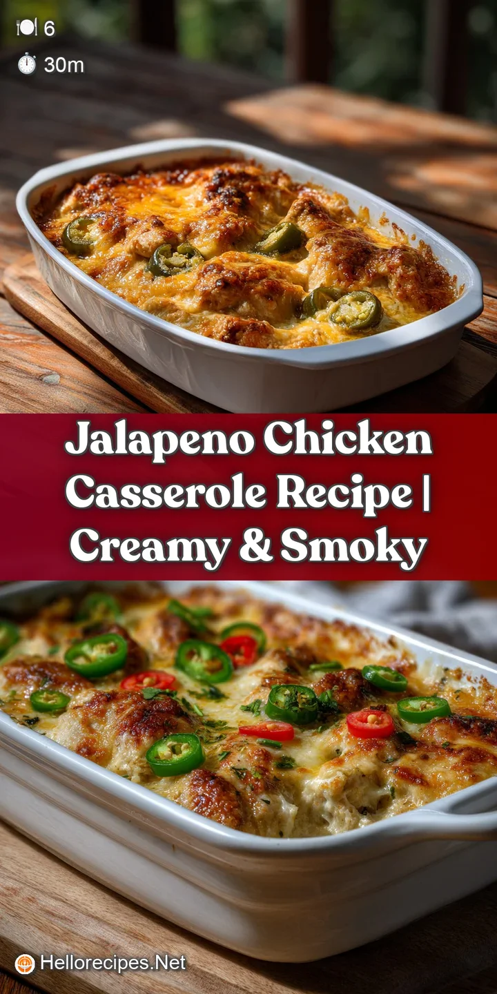 Close-up of jalapeno chicken casserole, showcasing the creamy texture, melted cheese, and subtle green flecks of jalapeno.