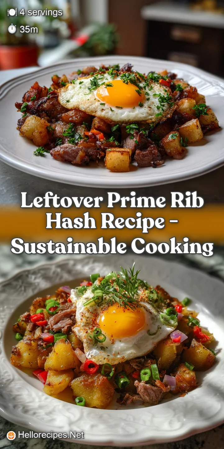 Close-up of the crispy hash with a focus on the seared beef, perfectly cooked egg, and the contrast of textures and colors...