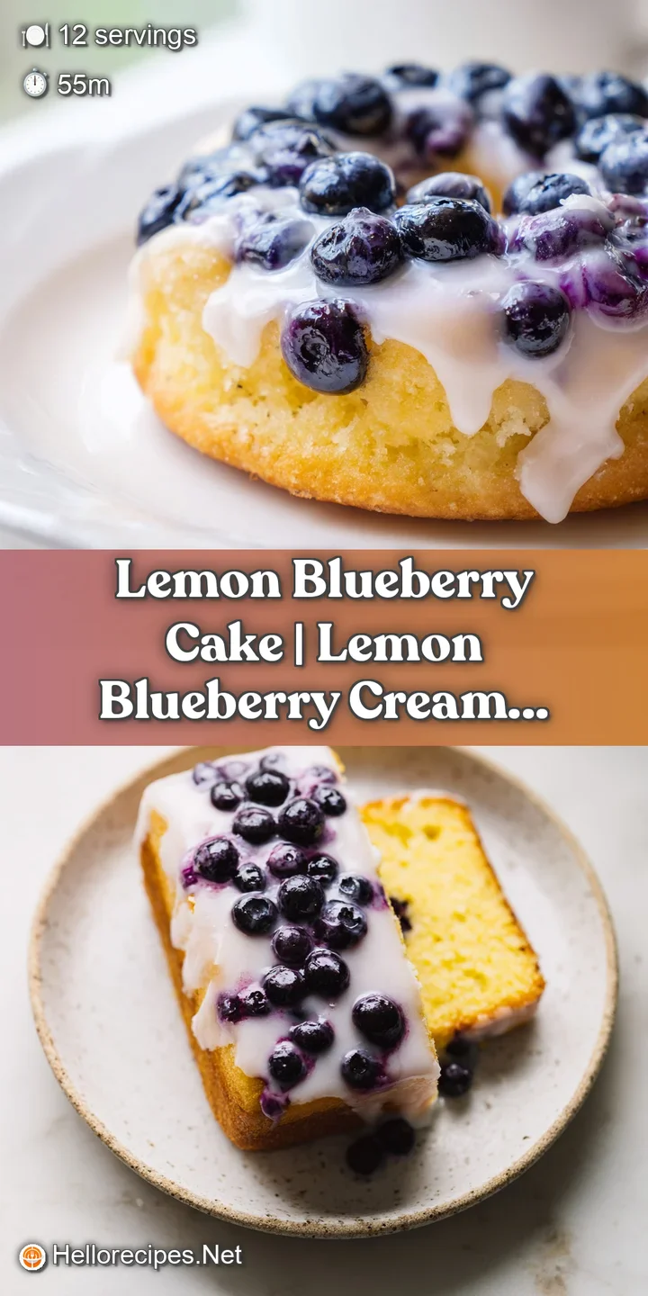Macro view of a moist yellow sponge cake featuring bursting blueberries and a glistening, translucent lemon glaze.