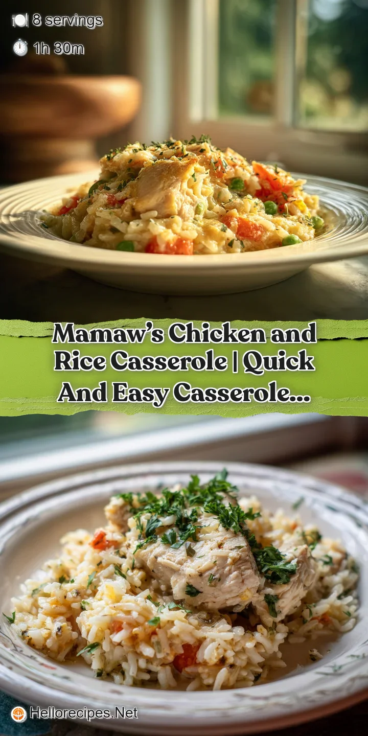 Close-up of tender shredded chicken and fluffy rice in a rich, creamy sauce with a golden crust.